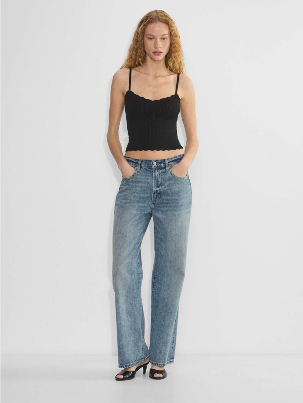 Aritzia Wilfred Black Soloist Top in Wonder Yarn Dainty Tank size XXS EUC - Picture 2 of 14